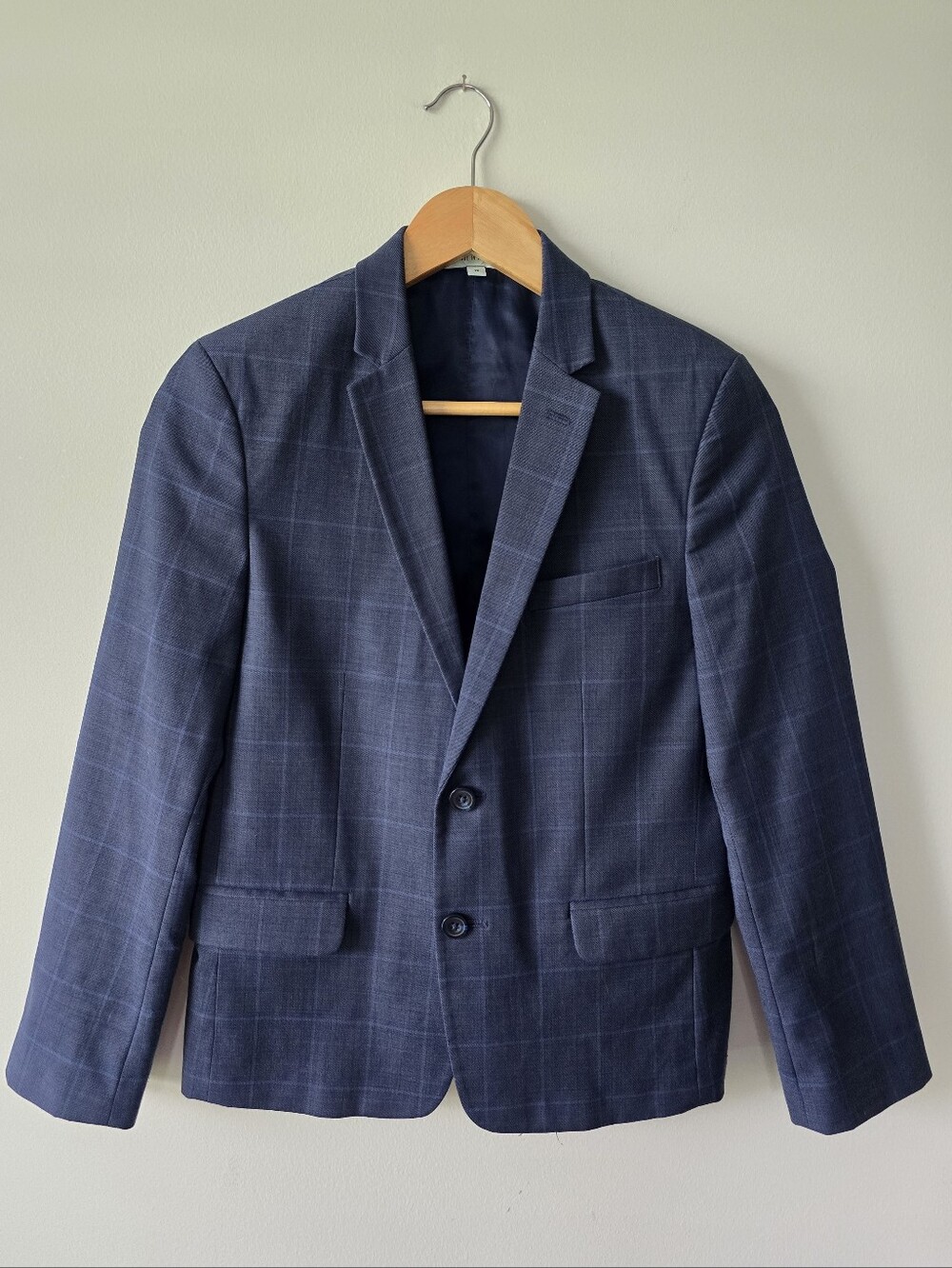 Boys Navy Windowpane Class Club Jacket